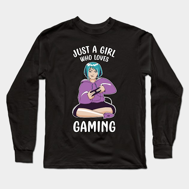 Just A Girl Who Loves Gaming Long Sleeve T-Shirt by OnepixArt